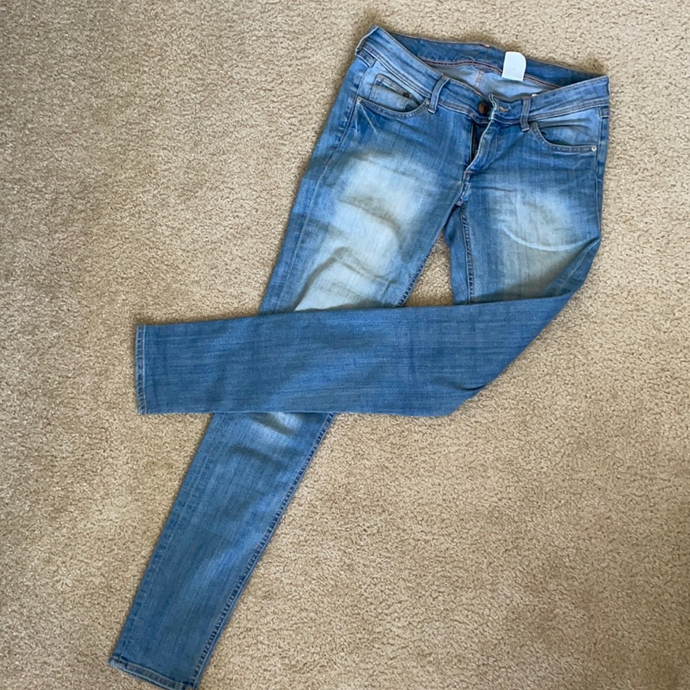 Super skinny super low waist light wash jeans